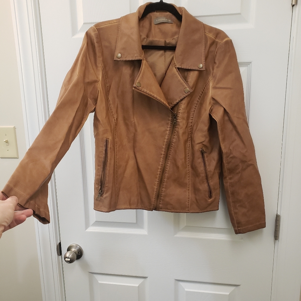 Bagatelle, Brown faux leather jacket, collar, zipper front, SZ XL - Picture 7 of 16